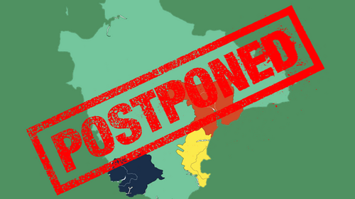 A map of Devon LGR plans with a red 'postponed' stamp across it